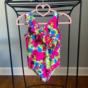 Harper Canyon Floral girls One piece swimsuit